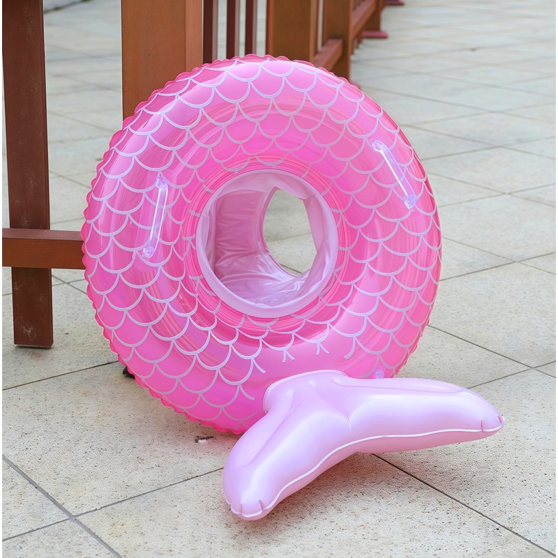Baby Pool Float,Mermaid Inflatable Swimming Float Ring with Seat Handle,Infant
