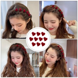 Lurrose Small Pin Slip Jaw Heart Gift Bangs Hair Women Flocking Catch Clamp Clamps Styling Girls Accessory Shape for Tools Non Diy Clip Cute Clips Red Accessories Mini Barrettes Claw