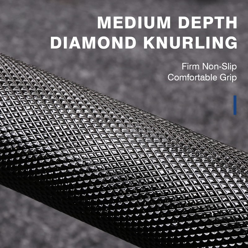 LIONSCOOL 7ft Olympic Barbell (Black E-coating, 700LBS, Center Knurl)