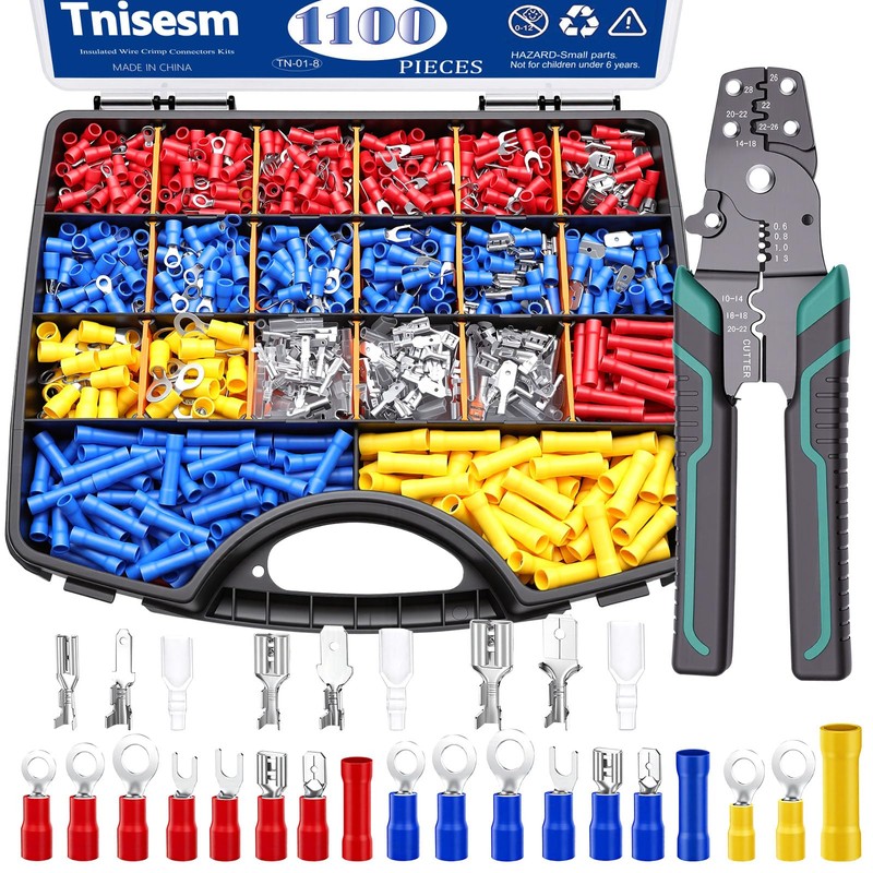 Tnisesm 1100pcs Wire Connectors - Insulated Electrical Wire Terminals with