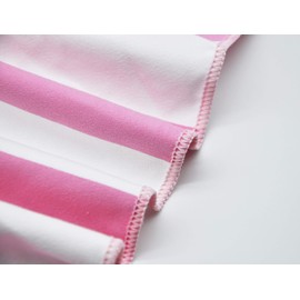 DEZAL Sand Free Travel Towel for Adults and Kids– Compact Pool Camping and Fitness Microfiber Beach Towel with Mesh Carry Bag – Quick Dry, Super Absorbent - Large 63 x 31.5 Outdoor Gear (Pink Stripe)