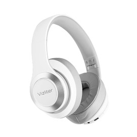 Vizliter - Auriculares Bluetooth TWS con graves profundos inalámbricos 5.3 con micrófono integrado, luces LED con cancelación de ruido (blanco gris)