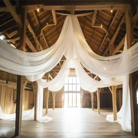 WENSINL Sage Green Ceilings Curtain Drapery Draping Fabric for Wedding Arch Draping Fabric Sage Green Chiffon Drapes for Party Birthday Bridal Shower Stage Prom Drape - 5ft X 20ft, 2 Panels