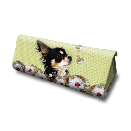 Lucie dancette GCFS Techichi Chihuahua Folding Glasses Sunglasses Case, Compact, Eyeglass Case, Slim, Stylish, Women's, Lightweight, Thin, Magnet, Cute, S Size, gurin