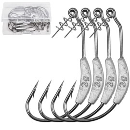 Weighted Swimbait Hooks, 15Pcs Weedless Jig Weighted Fishing Hooks with Twistlock Centering Pin Soft Plastic Worm Fishing Hooks for Bass Fishing