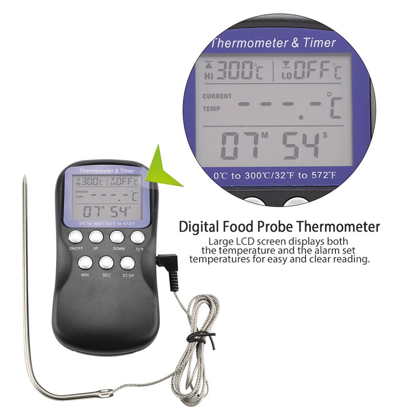 Digital Wired Barbecue BBQ Meat Oven Electronic Thermometer Grill Cooking