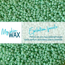 My Skin Wax - Stripless Wax Beads, 800g, Hypoallergenic, Smooth Waxing without Redness, Special for Sensitive Skin Men Women, Peelable, Face, Bikini, Brazilian (Green, 800g)