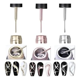 3 Pzas Esmalte De Gel Delineador Metálico Super Brillante                                                                                             