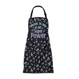 ENSIANTH Music Aprons with Pockets Music is My Super Power Gifts for Music Lovers Apron Gifts for Musicians Music Note Gifts (24109 Music Aprons)