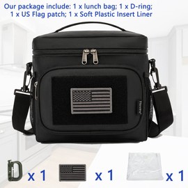 FlowFly Tactical Lunch Bag Large Insulated Lunch Box Cooler Tote for Men, Women with MOLLE/PALS Webbing (Black)