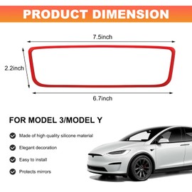 SHMZK Car Rear View Mirror Protector Frame, Silicone Rearview Edge Protective Cover Compatible with Model 3/ Y, Auto Rear View Trim Frame Decoration, Interior Car Accessories (Red)