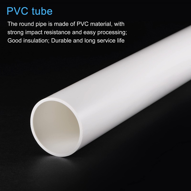 sourcing map PVC Rigid Round Pipe 45.2mm ID 50mm OD