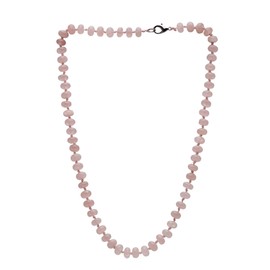 Treasure Bay Women's Handmade Necklace 8mm Rondle Shape Gemstone Beaded Necklace (Pink rose Quartz)