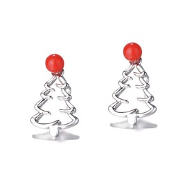 Iszie 925 Sterling Silver Cute Christmas Tree earrings, Festive Christmas Earrings For Girls and Women