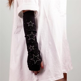 Allpunkall Rave Arm Warmers Women Cute Star Y2k Goth Grunge Fingerless Christmas