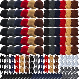 Liitrsh 148 Pcs Bulk Winter Beanies Gloves Scarf Sock Sets for Men Women, Fleece Hats for Homeless Donation Charity Bundle(Classic Colors)