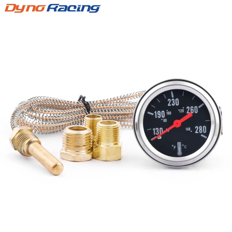 Dyno Racing 2" 52mm 12V Pointer Mechanical Water Temperature Temp