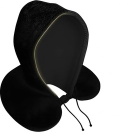 Goodyear Travel Pillow with Hood – Neck Support for Comfortable Travel, Hooded Neck Pillow for Flights and Road Trips, Black