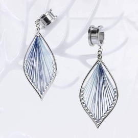 KUBOOZ Elegant Ear Gauges Leaves Dangle Tunnels Womens Piercing Plugs Earrings 4 Colors for Choose Size 2g(6mm) to 1 Inch(25mm)