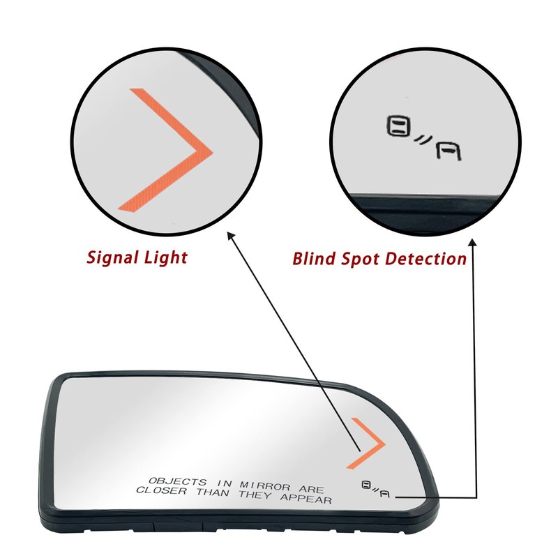 Passenger Side Heated Turn Signal And Blind Spot Detection Mirror
