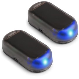 Powstro Solar Car Alarm LED Light, 2Pack Car Solar Power Simulated Dummy Alarm with USB Charger Port, Fake Lamp Anti-Theft Security System Warning Flashing Security Light for Cars