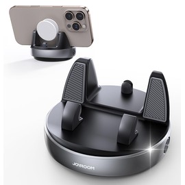 JOYROOM Phone Mount for Car, [Adjustable Spring Design] Dashboard Cell Phone Holder, 360°Rotatable & Vertical 30°Adjustable Phone Holder for Car,Compatible with Smartphone, Silver