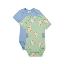 Sanetta Bodysuit Short Sleeve (Double Pack) Green & Blue | High Quality and Sustainable Bodysuit for Girls Made of Organic Cotton Contents: Set of 2 Baby Bodysuit, Green