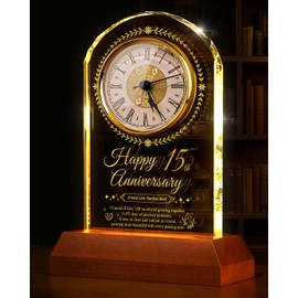 15th Wedding Anniversary Crystal Clock Gifts