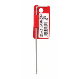 BONDHUS Hexagon Ball Point L-Wrench Extra Long 0.1 inch (2.5 mm) Short Hand: 0.8 inch (20 mm), Long Hand: 4.5 inches (115 mm), Plated JB2.5MM No. 17054