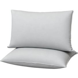 Gooeb Flat Ultra Thin Bed Pillows Standard Size Pillow Set of 2 Extra Soft Down Alternative for Stomach Back Sleeper Light Grey 20x26inches
