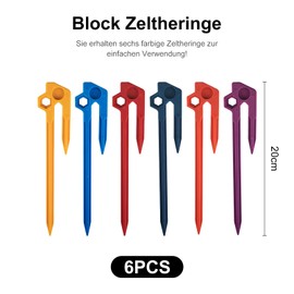 Cosswe Regenbogen Baustein Zelt Pfähle 20 cm Kunststoff Zelt Heringe - 6 Pcs bunt Heavy - Duty Nylon Zelt Heringe für Camping