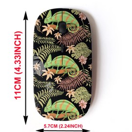 CJCBROES - mouse inalámbrico 2.4G con bonito diseño de patrón para todos los portátiles y computadoras de computadora con nano receptor, flores tropicales de lagarto camaleón