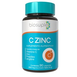 BIOSUPLE Vitamina C con Zinc y Propóleo 90 Cápsulas | Fórmula con Equinácea, Acerola, Jengibre y Vitamina D3 | Suplemento Alimenticio Diario