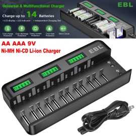 EBL Universal Rechargeable Batteries Charger For AA AAA 9V NiMH Ni-CD Li-ion Battery
