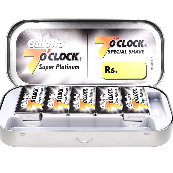 100 7 O'clock Super Platinum Double Edge Safety Razor Blades (10 x 10) - AKA 7'Oclock Black - Premium Salon Box