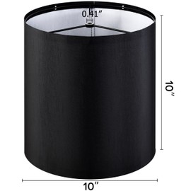 GOSO Small Tall Drum Lamp Shades Black,10 × 10 ×10 Inch Spider Replacement Lamp Shades for Table Lamps Wall Lamps,Natural Faux Silk Lampshade Cylinder,Rustic Shade Modern, Required Assembly