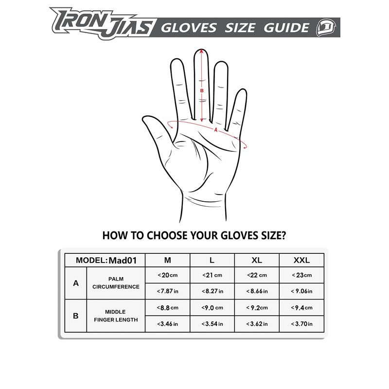 Iron Jia’s Bike Gloves, Motorcycle Gloves, Smartphone-Compatible, Touchscreen-Compatible, Non-Slip, for