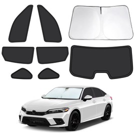8pcs Car Window Shades for Honda Civic 2022 2023 2024 2025, Full Car Window Covers for Privacy, Sunshades for Civic Front Rear Windshield Side Windows to Block UV and Protect Privacy