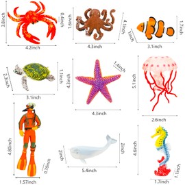 ONEST 10 Stück Ozean-Tierfiguren, Spielset, Min. Meerestiere, Spielzeug, realistisch, detailliert, Kunststoff, Ozean, Meerestierfiguren für Kinder und Kleinkinder