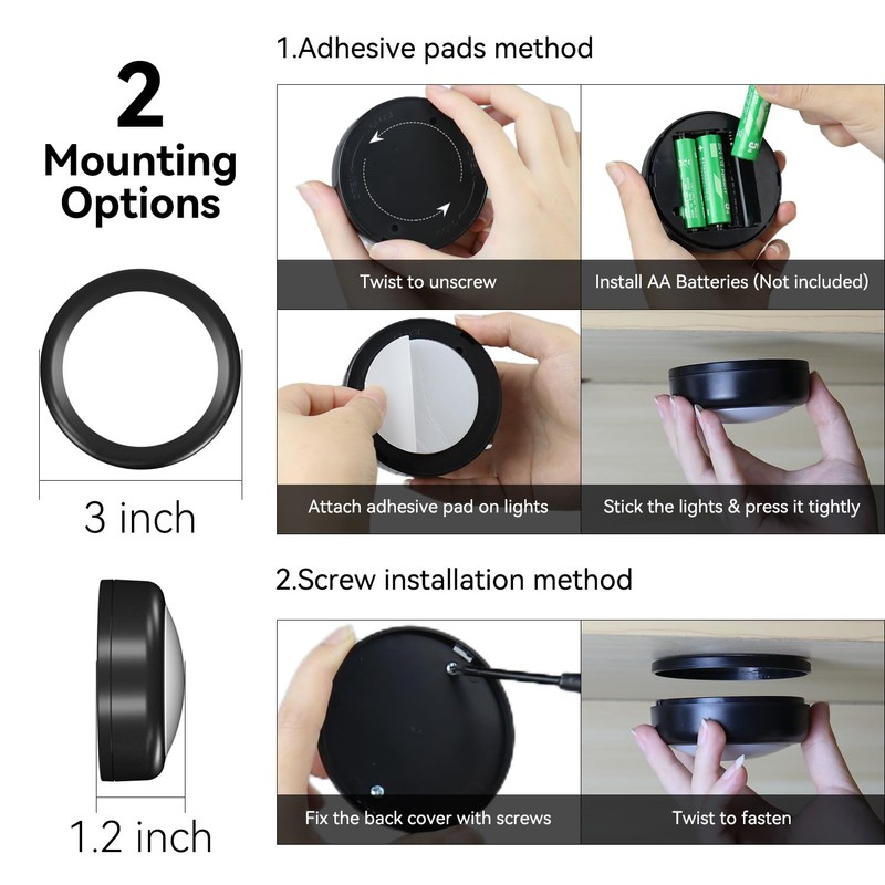 BESTDLCLITE LED Puck Lights with Remote, 13-Color Under Cabinet Lighting