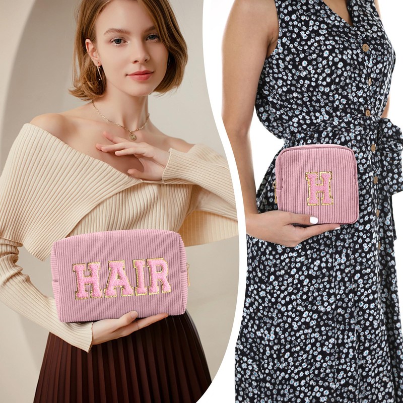 MAGEFY Makeup Bag，2 Pcs Initial Cute Makeup Bag for Purse