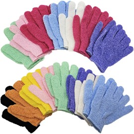 Aisamco 30 Pcs Exfoliating Gloves for Shower,15 Colors Body Scrubber Gloves Bath Gloves,Scrub Exfoliate Glove Mitt Shower Spa Massage Wash Deep Scrubbing Dead Skin Remove for Women and Men