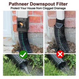 Pathneer Downspout Filter, 2 Pack Gutter Downspout Screen, Leaf Eater Downspout Filter for Debris, Downspout Adapter Fit Both 2''×3'' and 3''×4'' Drainpipe, Black