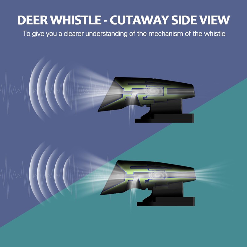 CITKOU 8Pcs Deer Whistles for Vehicles Wind Activated Black