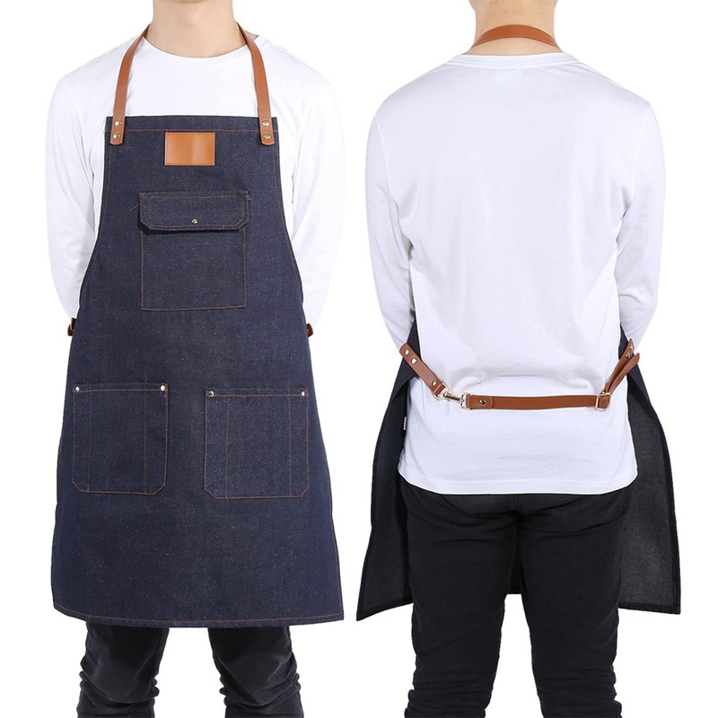 Zerodis Denim Apron, Kitchen Apron with 3 Pockets and Adjustable