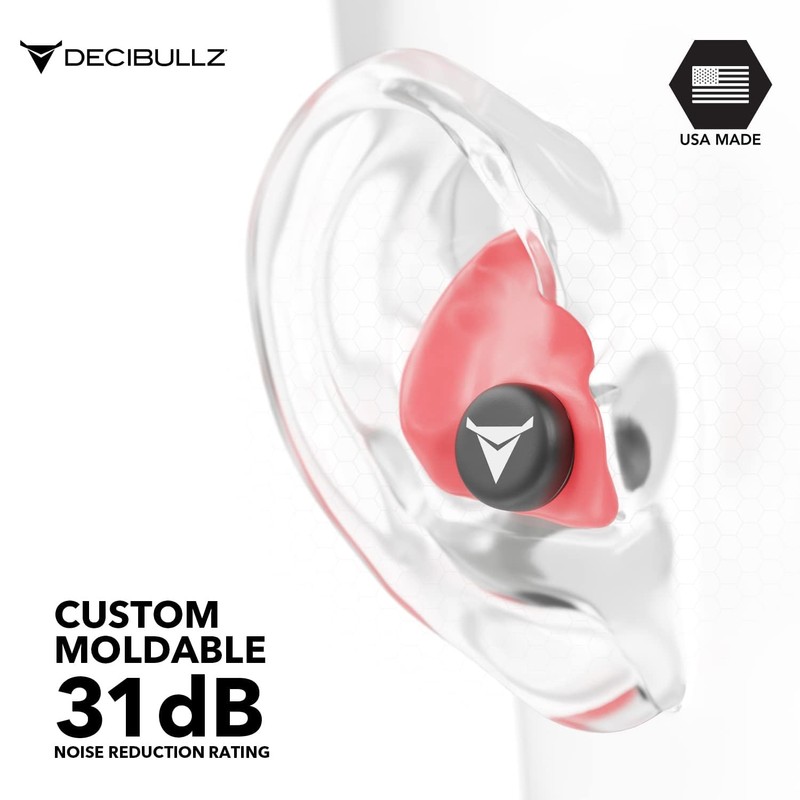 Decibullz - Custom Molded Earplugs, 31dB Highest NRR, Comfortable Hearing