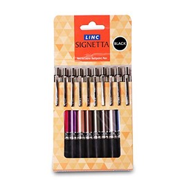 Linc Signetta 0.7 mm Retractable Ball Pens | Black Ink | Pack of 10