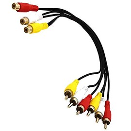 Qaoquda AV Cable Splitter, 3 RCA Female to 6 RCA Male Composite Video Splitter Adapter Output Cables Cord (RCA 3 F to 6 M)