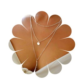 Aneneiceera Boho Layered Bar Coin Necklace Sequins Choker Gold Round Disc Necklace Bar Pendant Multilayer Necklace Chain Wedding Jewellery Long Necklaces for Women and Girls Gift, Metal