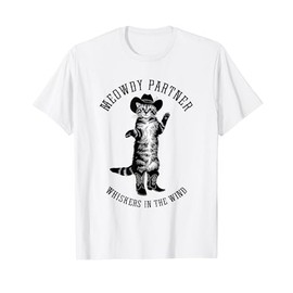 Meowdy Partner Whiskers In The Wind Cowboy Cat Vintage T-Shirt